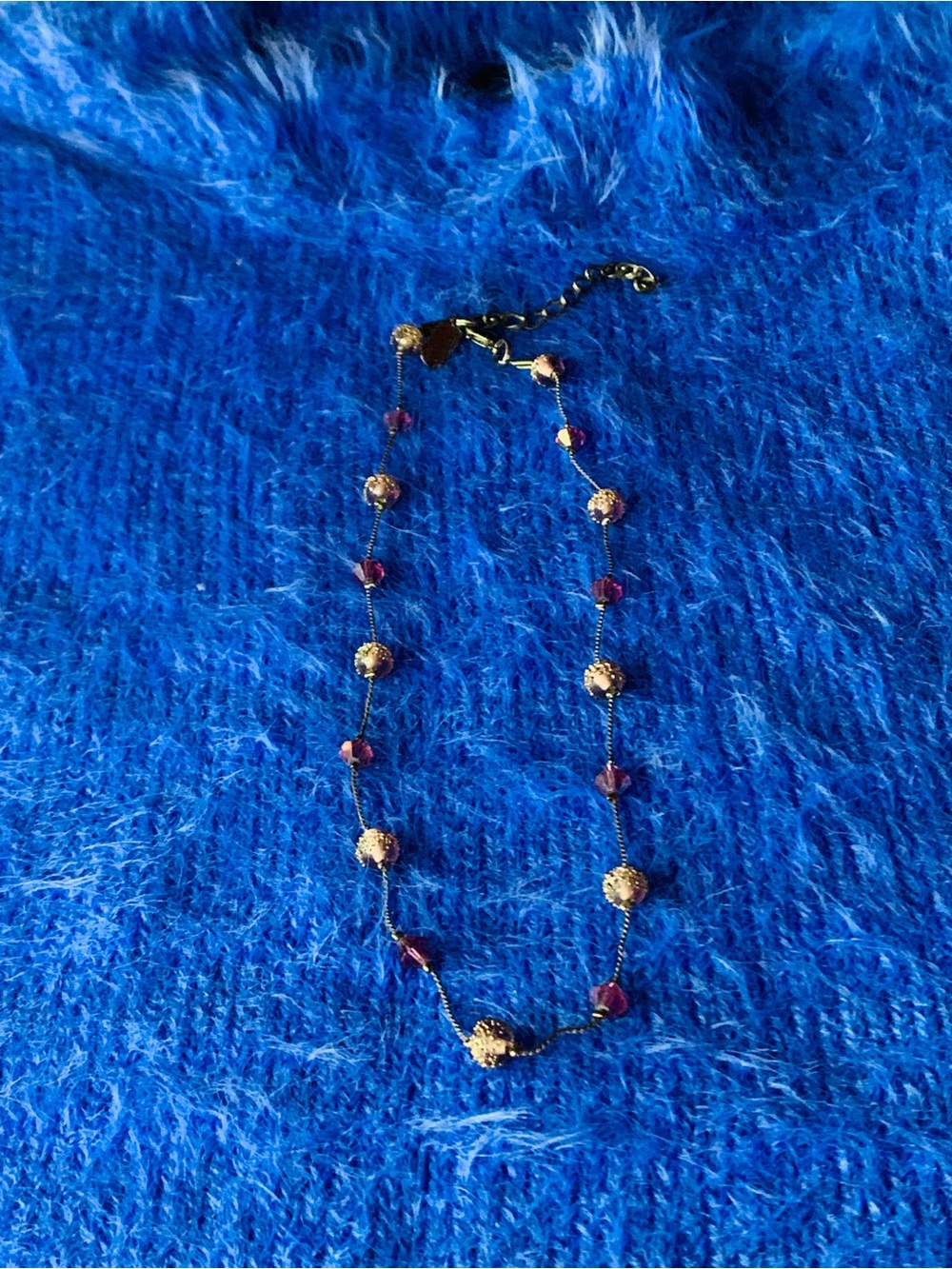 Dabby Reid-7” necklace featuring purple Swarovski crystal beads.